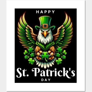 an eagle with green leprechaun hat - Happy st patricks day Posters and Art